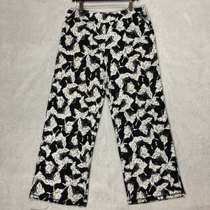 Soma Wide Leg Lounge‎ Pants Butterfly Print Comfy Casual Black White Large